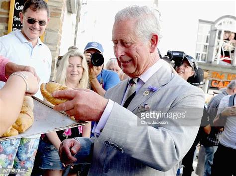 Prince Charles Prince Of Wales Is Given A Cornish Pasty As He Visits