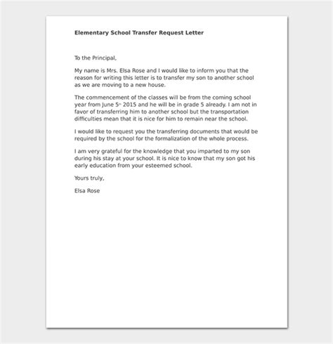 23 School Transfer Letter Free Sample And Format