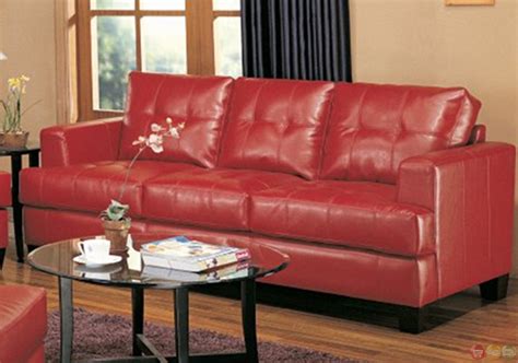 Samuel Red Bonded Leather Sofa And Love Seat Living Room Set