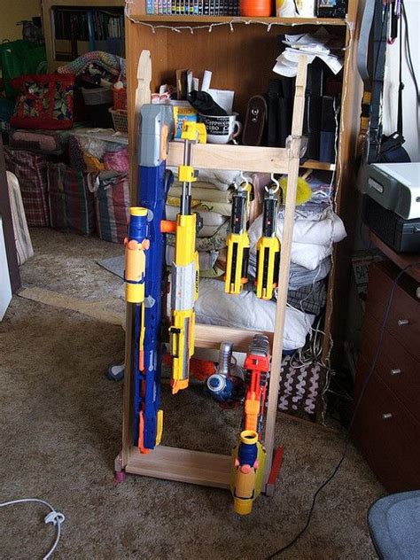 Make this easy diy nerf gun storage rack out of pvc pipe to hang them all in one place! Pin on Teen / College Student Room