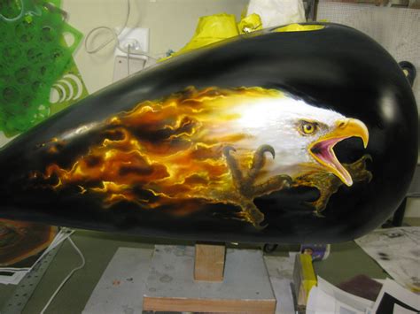 Flaming Eagle Head By Roade Studio Airbrush Art Air Brush Painting