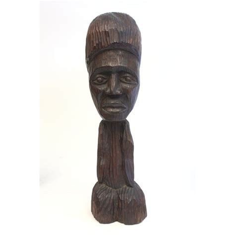 3 Carved Wood African Heads