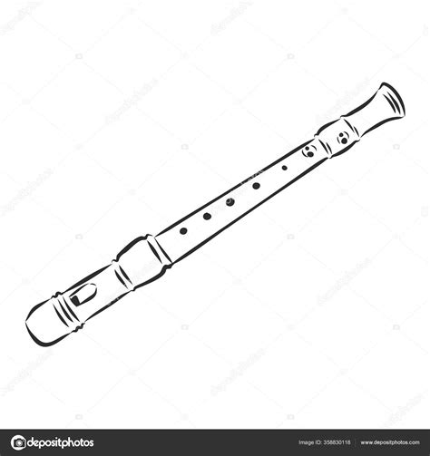 Flute Illustration Drawing Engraving Ink Line Art Vector Stock Vector