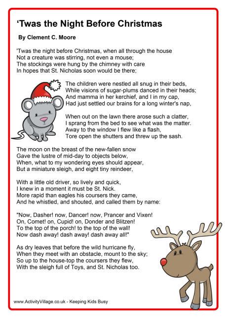 Night Before Christmas Poem  XMas