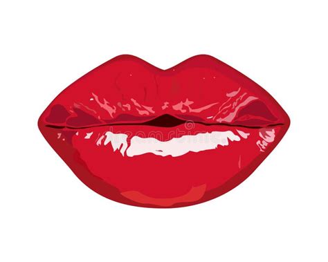 Red Lips Stock Vector Illustration Of Oral Glossy Kiss 79398480