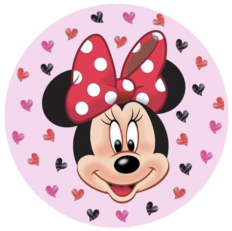 Disney Minnie Mouse Sketch Hearts Bows Polkadots Party Supplies Round