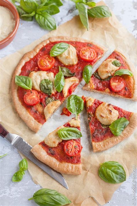 Vegan Pizza Recipe With Margherita Topping Cashew Ricotta
