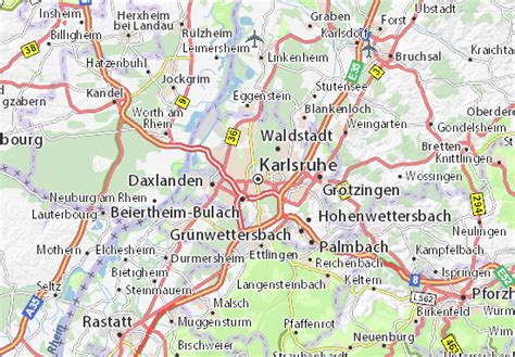 Wie verschmutzt ist die luft heute? Karte, Stadtplan Karlsruhe - ViaMichelin