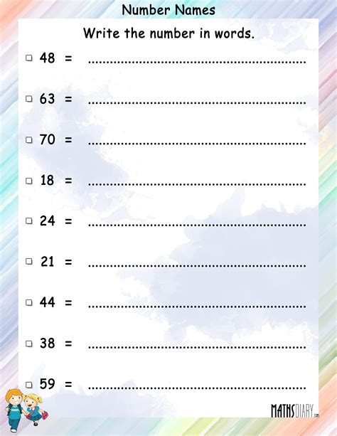 Writing Numbers Words Worksheets Grade 1