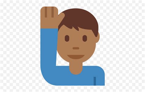 Man Raising Hand Emoji With Medium Human Skin Color Hand Chin Emoji