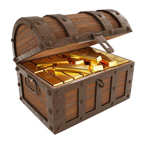 Gold Bars Or Ingot Are Placed In A Treasure Chest The Treasure Box Is