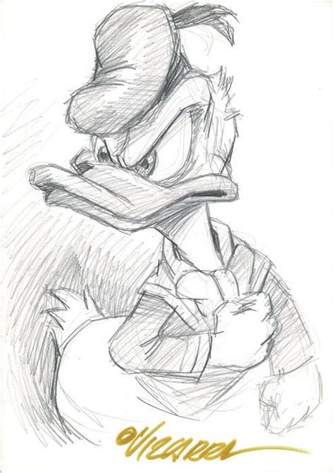 Angry Donald Duck Original Sketch Joan Vizcarra First Edition W