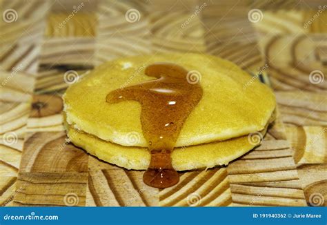 Fresh Pure Honey On Scotch Pancakes Stock Photo Image Of Wooden