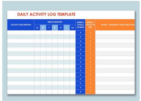 Daily Work Log Excel Template