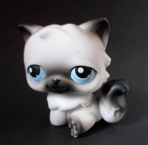 Littlest Pet Shop Lps 60 Gray Black And White Persian Kitty Cat Blue