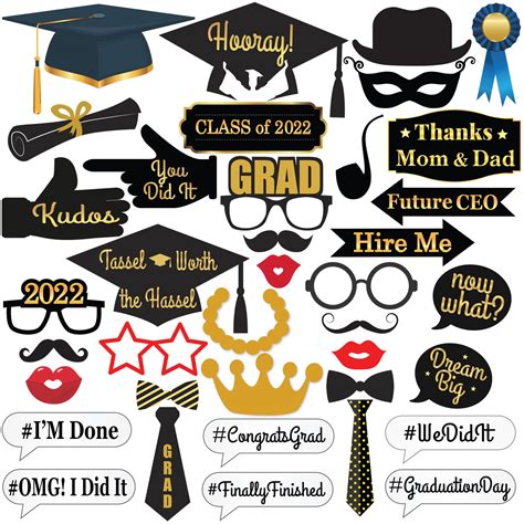 Buy Xtralarge Graduation Photo Booth Props 2022 Pack Of 40