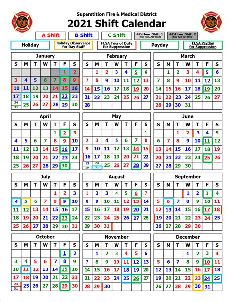 Shift Calendars Superstition Fire And Medical District