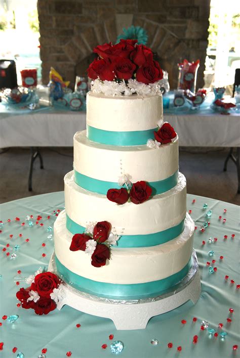 My Red And Aqua Turquoise Wedding Cake Ts Parties Showers