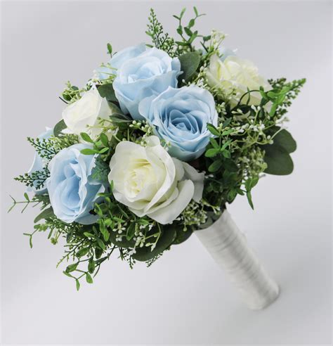 Light Blue And Ivory Wedding Bouquet Blue Bridal Bouquet Etsy
