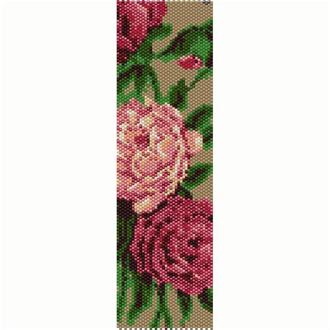 Vintage Roses Peyote Bead Pattern Bracelet Cuff Seed Beading