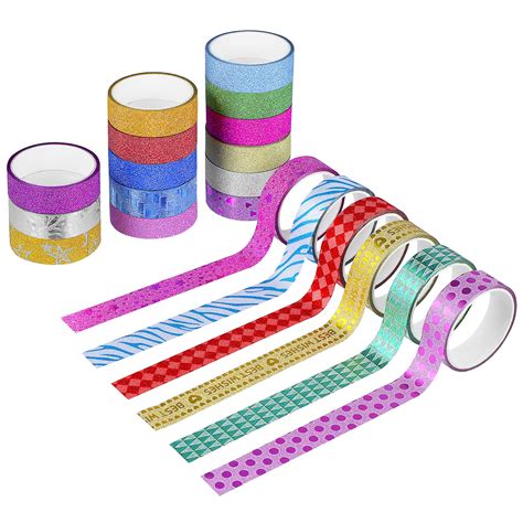 Milisten Rolls Washi Masking Tape Set Decorative Glitter Tape Set
