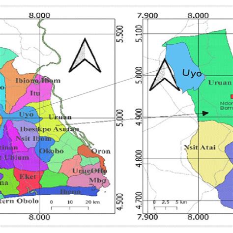 Map Of Akwa Ibom State Showing Uyo Study Area And Its Terrain Aka Et