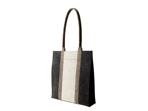 Wool Felt Rectangular Tote Bag Gray Made In Italy