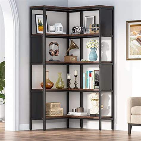 Buy Tribesigns 5 Shelf Corner Bookshelf Industrial 5 Tier L Shaped