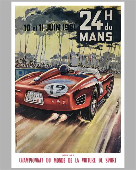 1961 24 Hours Of Le Mans Original Poster By Beligond 160000 L