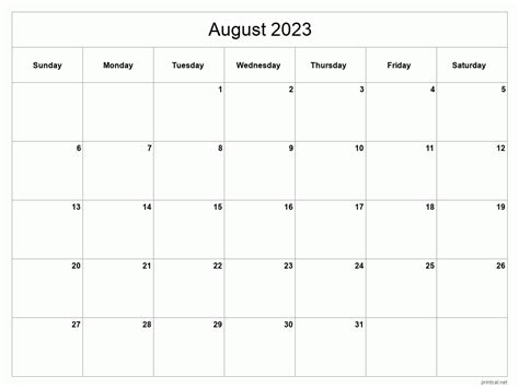 Printable August 2023 Calendar Free Printable Calendars