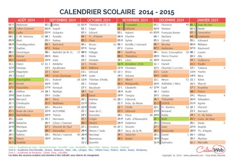 Calendrier Scolaire Semestriel 2014 2015 Avec Affichage Des Jours