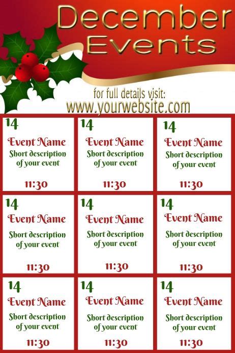 December Calendar Event Calendar Event Christmas Events