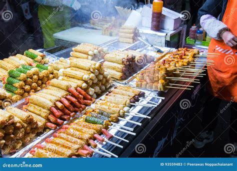 Korean Street Food Hot Dogs Wrapped In French Fries Gamja Dogs Stock