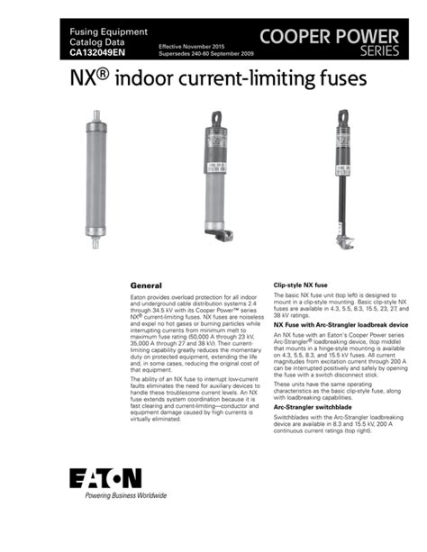 Nx Indoor Current Limiting Fuses Cooper Power