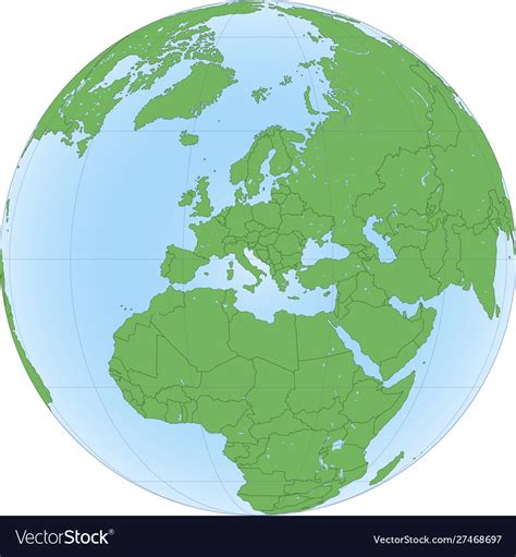 Earth Globe With Focused On Europe Royalty Free Vector Image