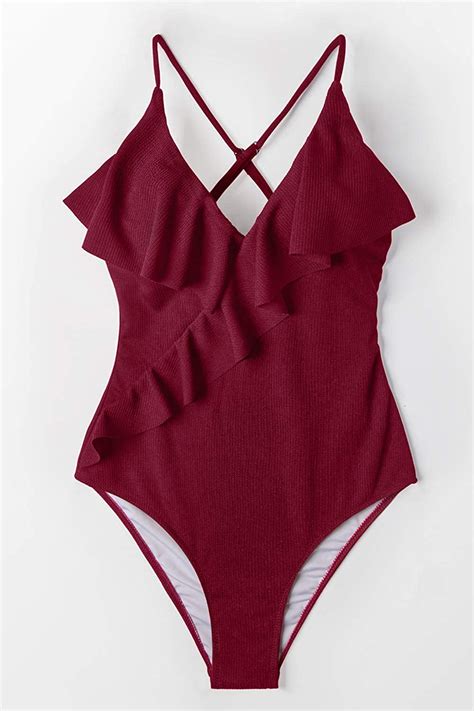 cupshe fashion happy ending solid one piece swimsuit beach red size xx large x ebay