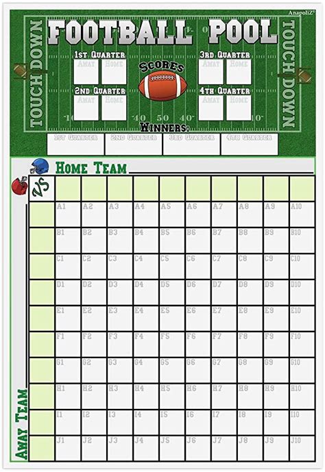 Football Pool Poster Super Bowl Party Pool Board