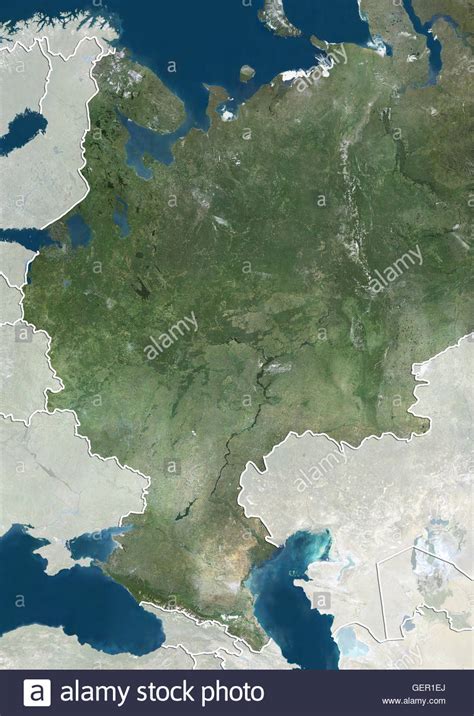 Satellite View Of Central Russia With Country Boundaries And Mask This Image Was Compiled