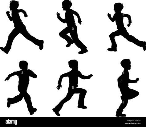 Kid Running Silhouettes Vector Stock Vector Image And Art Alamy
