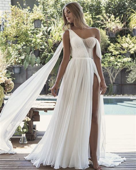 greek wedding dresses chiffon wedding dress beach slit wedding dress dream wedding ideas
