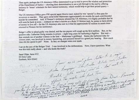 James Whitey Bulger Hand Written Letter Beckett Loa Pristine Auction