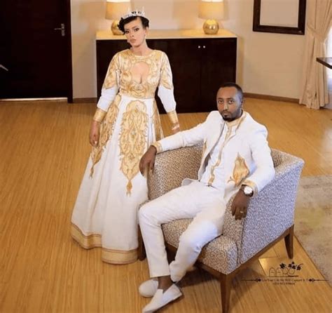 Clipkulture Couple In Beautiful Habesha Outfit With Gold Embroidery