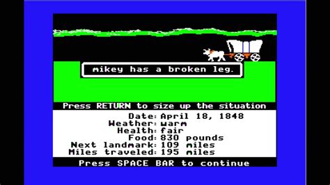 The game is not easy; Apple II: The Oregon Trail - YouTube