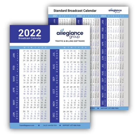 2022 Standard Broadcast Calendar Download Allegiance Group