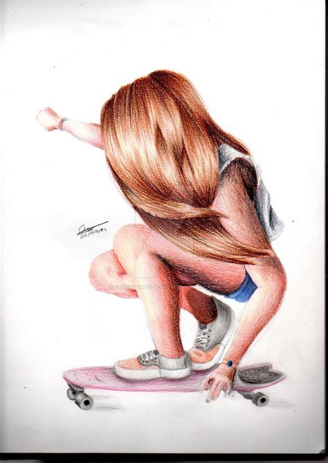 Skateboard Girl By Dancing With Pencils On Deviantart