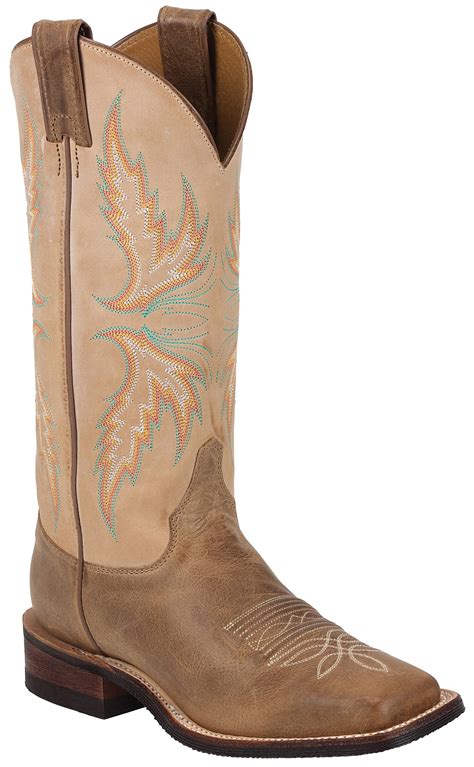 Justin Bent Rail Camel Cowgirl Boots Square Toe Sheplers