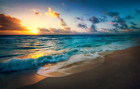 Wallpaper Sand Sea Beach The Sky The Sun Landscape Sunset Nature The Ocean Dawn Beach