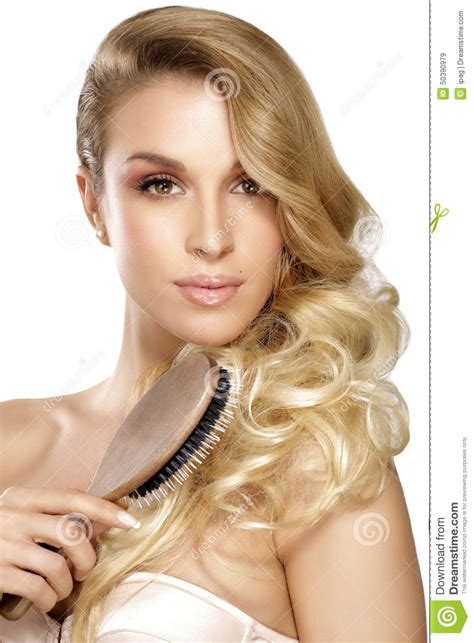 Beautiful Young Blond Model Curly Hair Posing Stock Image