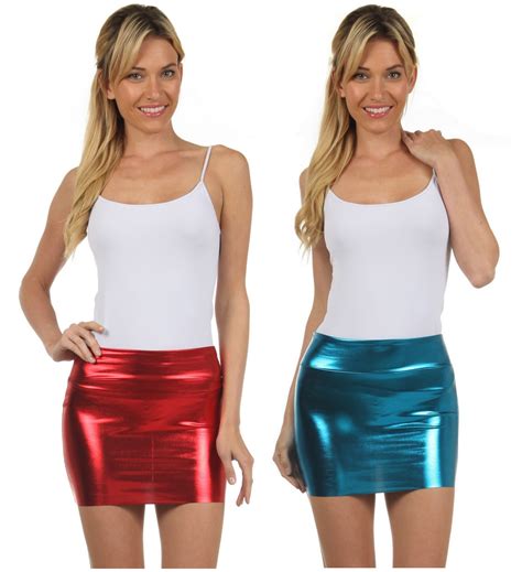 Sakkas Women S Shiny Metallic Liquid Mini Skirt