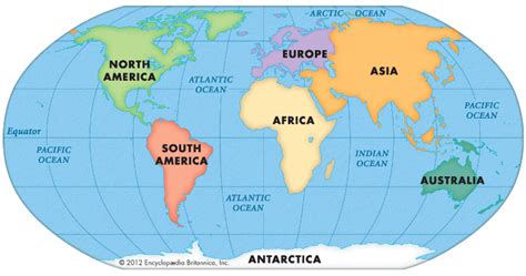 Map Of Seven Continents And Oceans Free Printable Maps
